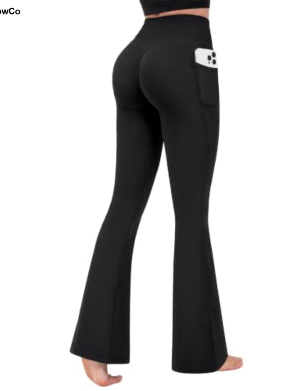 DLOODA Crossover High Waisted Flare Yoga Pants with Pockets